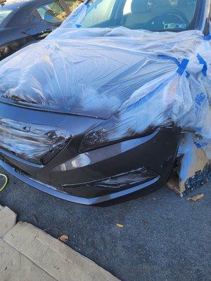 Replaced and Painted front bumper 2012 hyundai sonata.