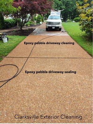 Epoxy pebble driveway cleaning in Clarksville, TN. We offer results, not excuses. With the proper equipment and knowledge. Call us today!