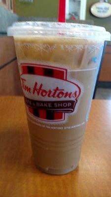 Large ice coffee. Needed turbo boost for upcoming conference call! Caffeine!