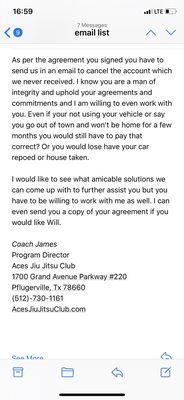 email with "coach james"