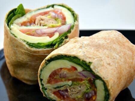 Grilled chicken Avocado fat free pita wrap.$7.95