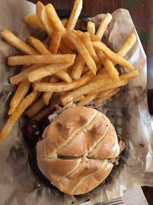 Pork burnt end sandwich