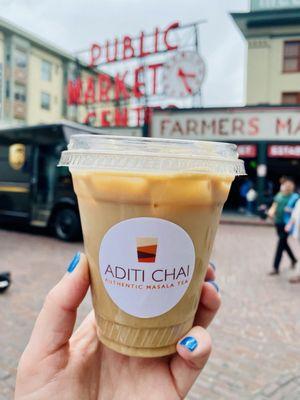 Iced chai with oat milk