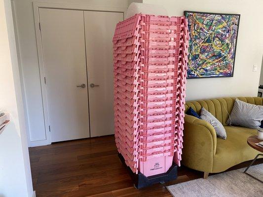 Ordered 20 boxes in pink with a dolly