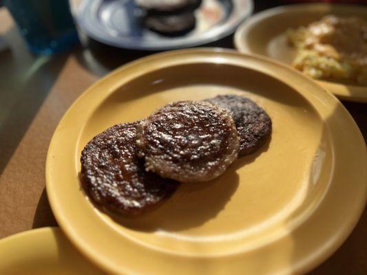 Sausage patties were wonderfully, prepare and perfectly seasoned