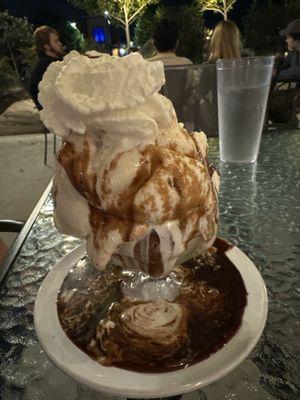 Scoop--one scoop--of horchata ice cream with hot fudge.