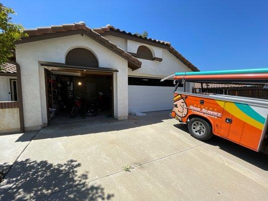 Garage doors being replaced.