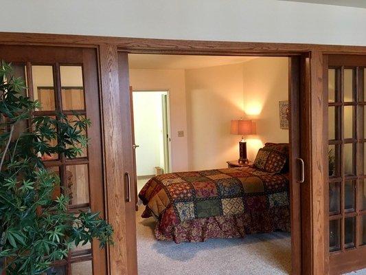 Our french door bedroom with great closet space.