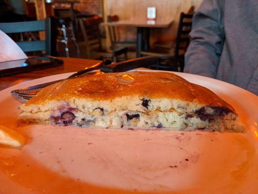 Was sad to not see fruit on top.  Was super surprised to see fruit inside.  So many blueberries!  Yum.