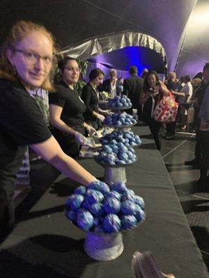 Free Beer & Champagne on the Patio & Blue Mini Space Pies with Galaxy Frosting  & Blueberry Filling were Very Good @ Apollo 11  07/2019