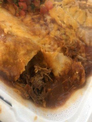 Beef enchiladas, it was supposed to be cheese.