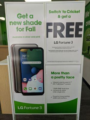 Free LG Fortune 3 when you SWITCH to Cricket Wireless

Visit us for more promotions
6914 65th st
Sacramento