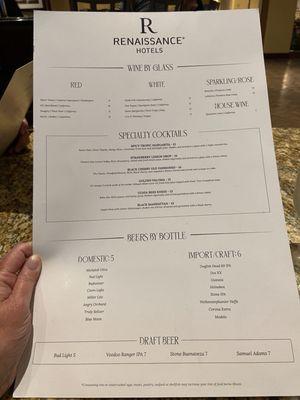 Dinner menu