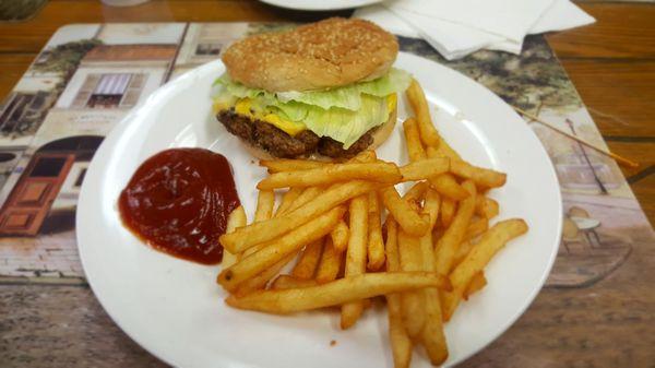 Cheeseburger and fries