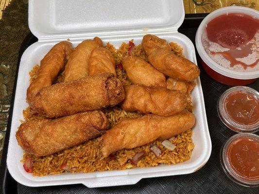 Sweet and Sour Chicken Combo Plate with TWO egg rolls