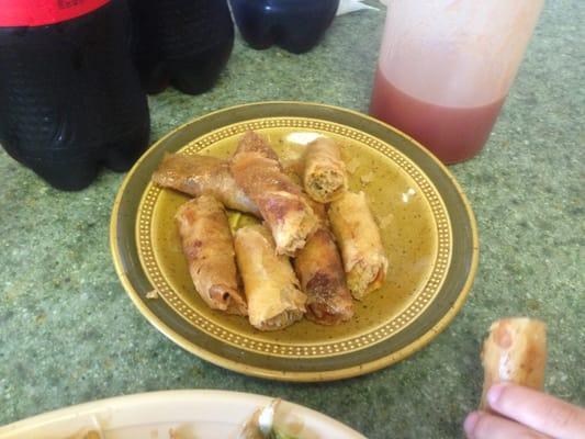 This is Lumpia Shanghai. But here they call them Spring Rolls. A must try at Linda's Cafe in Lubbock Texas