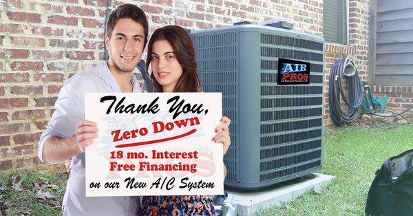 Zero Down Financing for New AC Installation.