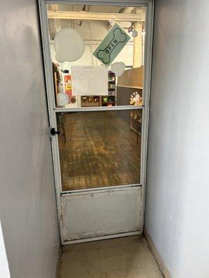 The door to the doggy day care