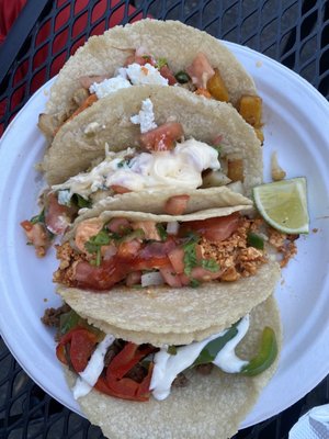 single Cauliflower Taco, single Potatoes Hash Taco, single Chicken Taco, and single Steak Taco