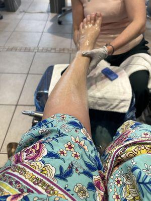 Pedicure time! Got to make those toes pretty again!