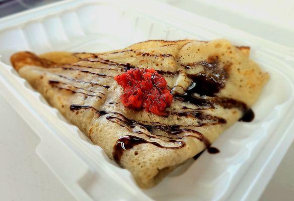 Generations old family crepe recipe. Traditional (butter and sugar), cinnamon sugar, fresh cut Strawberries, chocolate, honey, lemon butter