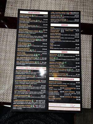 Menu ( as of Dec 2023)