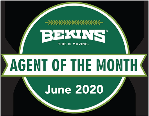 Proud to be Bekins AGENT OF THE MONTH out of over 350 agents nation wide for the 3rd time.