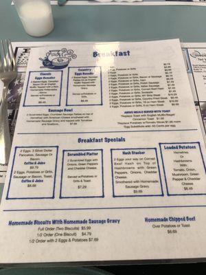 Breakfast menu - August 2021