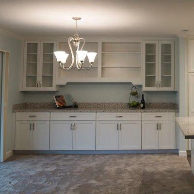 Dining room with custom built in cabinets