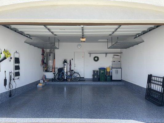 Two 4x8 overhead racks and my Costco shelf by the door