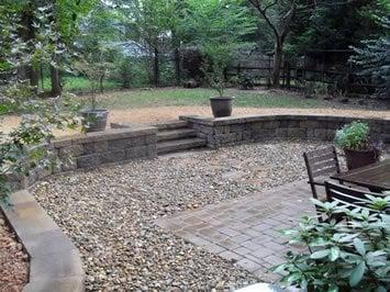 Retaining Wall, Natural Stone and Paver Patio