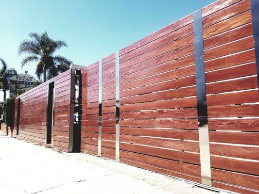 Redwood ans Iron Horizontal Design fence and gate