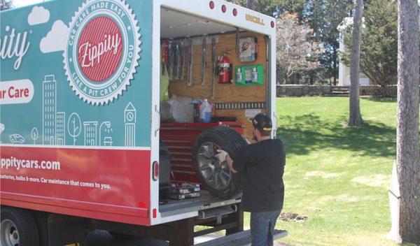 Zippity performs tire services at your home.