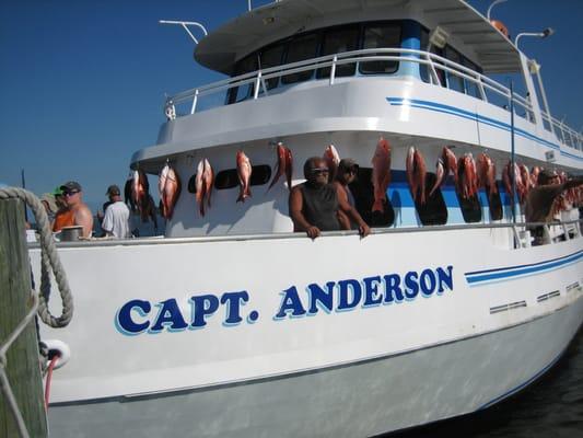 Bringing in the fish on the Capt. Anderson