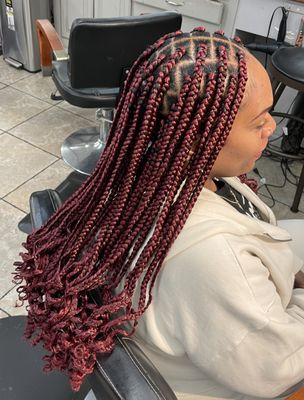 Medium Box Braids W/ Rodded Curls