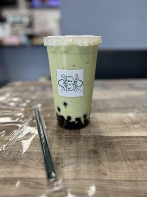 Large avocado smoothie with boba