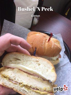 An absolutely delicious chicken cordon bleu sandwich!!!