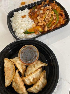 Fried Beef pot stickers & Kung Pao Chicken