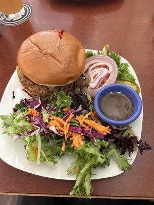 classic burger with side salad