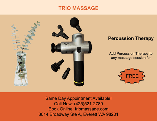 Add percussion therapy to your massage session for FREE!