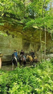 Horseback riding under overhang