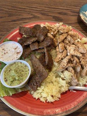 Gyro and shawarma chicken plate!  Mmmmmmm