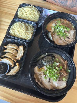 Spicy Miso Ramen and Meat Gyoza