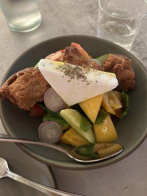 Tomatoes with sourdough croutons and feta