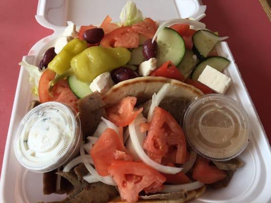 The gyro combo plate with Greek salad.