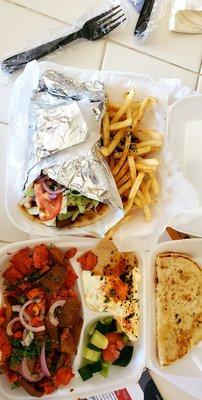 Combination plate and gyro with fries. Yum