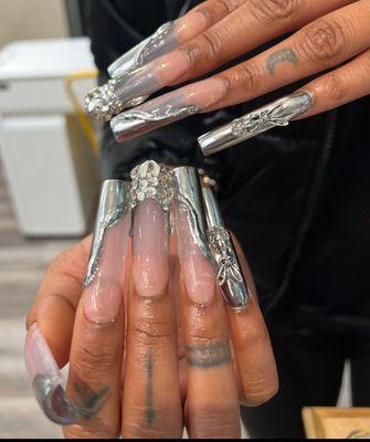 Gel X chrome design