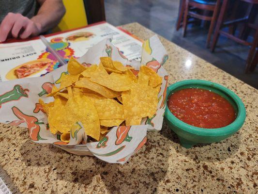 Complimentary warm chips & salsa