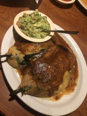 Chile Relleno with guacamole instead of rice & beans (Keto Friendly)