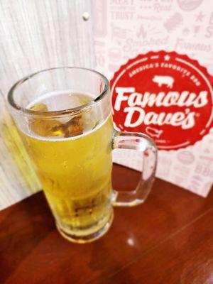 Famous Daves in Long Beach, Ca craft beer (Coors light, keep it light, I work later on that night,  shhh...)